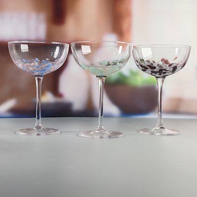 Customized Hand Blowned Half-confetti Lead Free Crystal Wine Glass Set