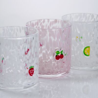 Tumbler Drinking Glasses hand crafted with dreamy confetti patterns and fruity designs that bring joy to your table setting