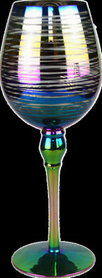 Laser Circles Pattern Iridescent Crystal Wine Glass With Pearl Stem