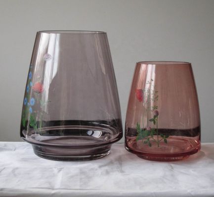 Handblown Vintage Tall Crystal Vases For Centerpieces