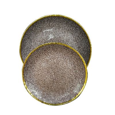 Golden Color Dessert Glass Charger Plates , Decorative Charger Plates For Wedding