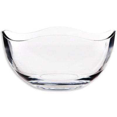 Transparent Durable Wave Rim Glass Charger Plates , Fruit Salad Glass Bowl