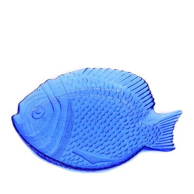 Fish Shaped Embossed Colorful Glass Charger Plates