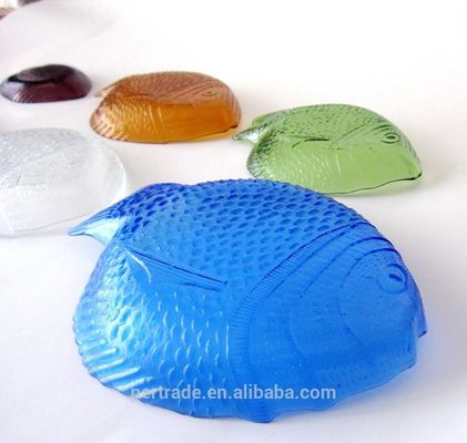 Fish Shaped Embossed Colorful Glass Charger Plates
