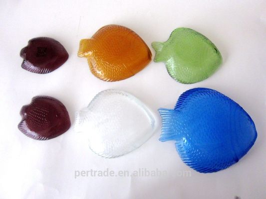 Fish Shaped Embossed Colorful Glass Charger Plates