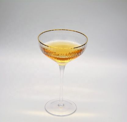 Customize Gold Rim Optical Stripes Crystal Cocktail Glasses
