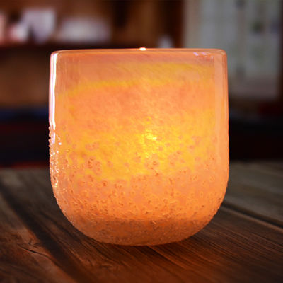 Iridescent Votive Glass Candle Holders Half Rough Sands Surface