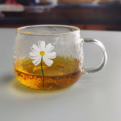 Borosilicate Hammered Texture Tumbler Drinking Glasses With Golden Rim