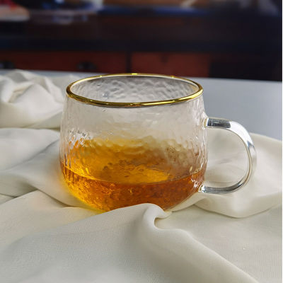 Borosilicate Hammered Texture Tumbler Drinking Glasses With Golden Rim
