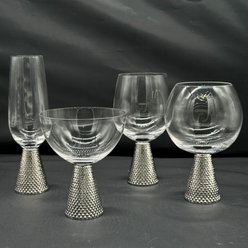 Electroplate Diamond Base Wine Glass Set