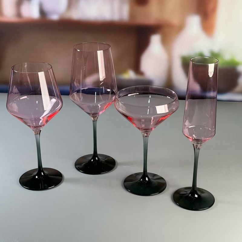 Hand-blow Color Gradient Wine Glass Set High Quality Crystal Wine Glass For Gift For Weeding