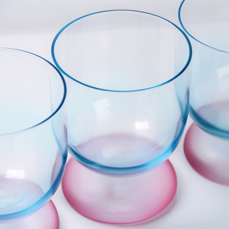 calidad Copa de vino de cristal soplado a mano con base esmerilada degradada de dos colores y capacidad de 300 ml para vino, cóctel y decoración del hogar fábrica