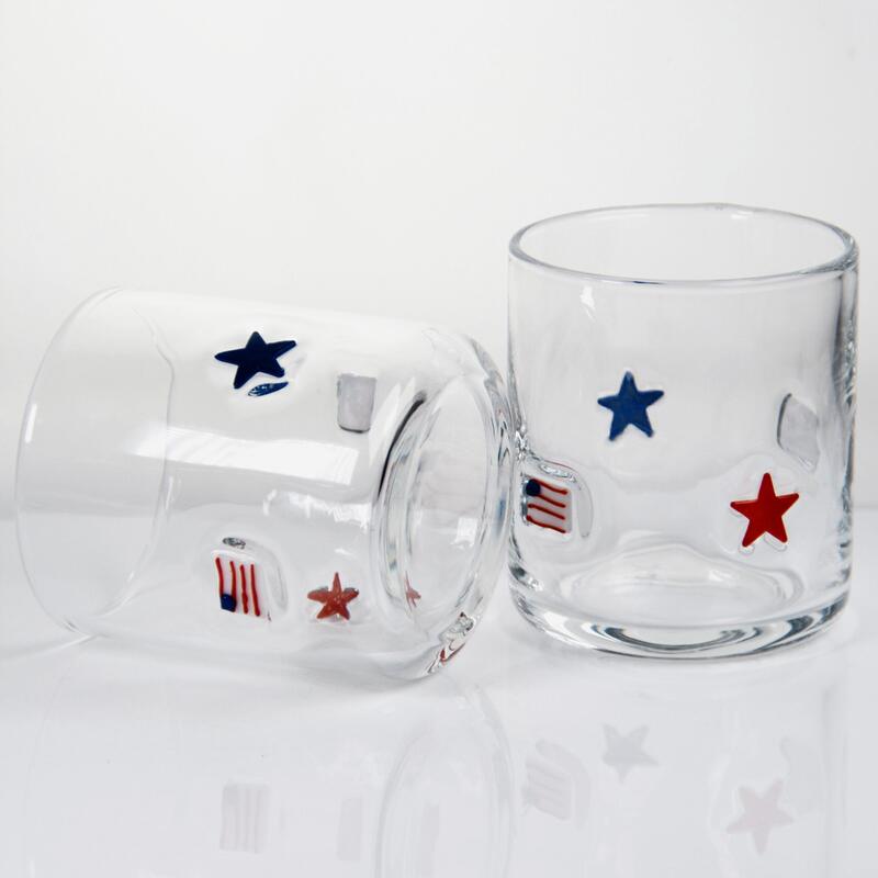 calidad Vaso de Vidrio con Diseño Patriótico Soplado a Mano e Icono - Transparente de 400ml para Whisky y Cócteles fábrica