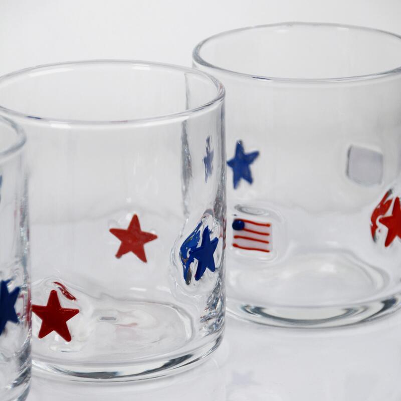 calidad Vaso de Vidrio con Diseño Patriótico Soplado a Mano e Icono - Transparente de 400ml para Whisky y Cócteles fábrica