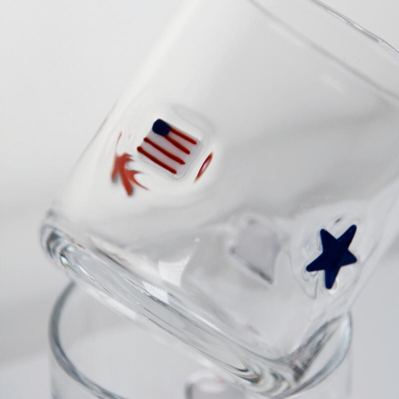 calidad Vaso de Vidrio con Diseño Patriótico Soplado a Mano e Icono - Transparente de 400ml para Whisky y Cócteles fábrica