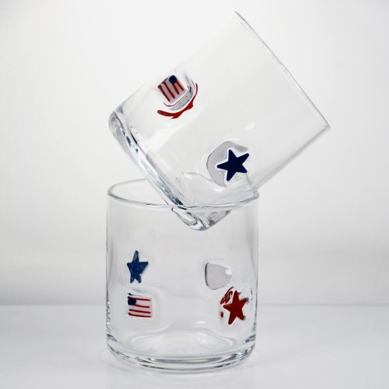 calidad Vaso de Vidrio con Diseño Patriótico Soplado a Mano e Icono - Transparente de 400ml para Whisky y Cócteles fábrica