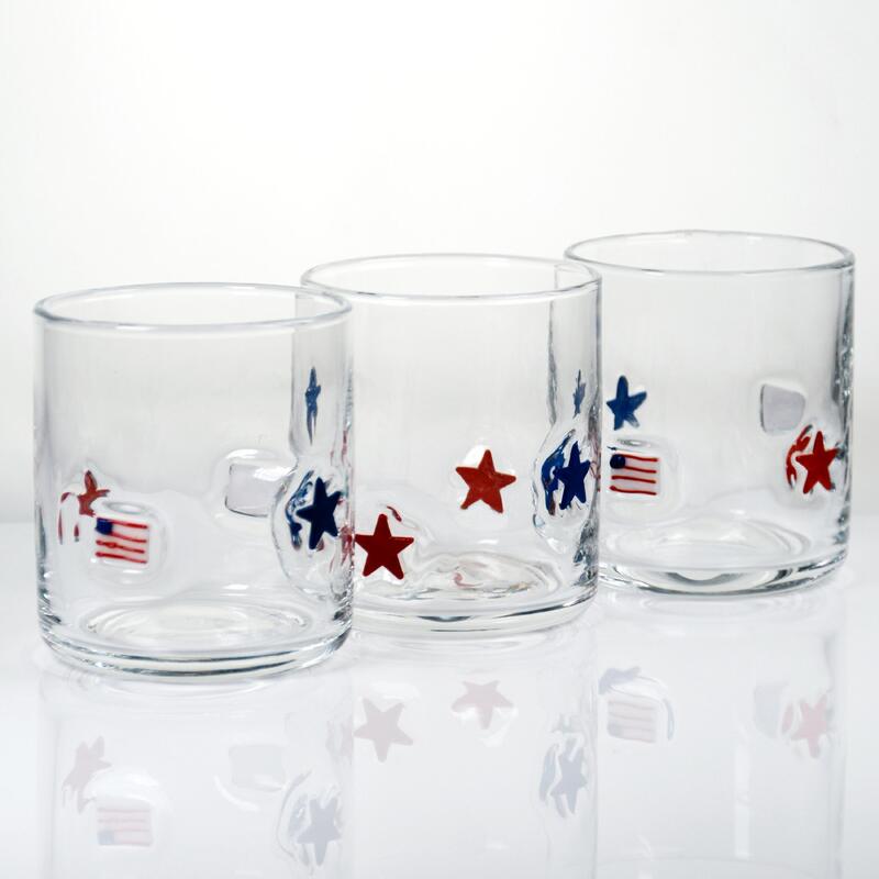 calidad Vaso de Vidrio con Diseño Patriótico Soplado a Mano e Icono - Transparente de 400ml para Whisky y Cócteles fábrica