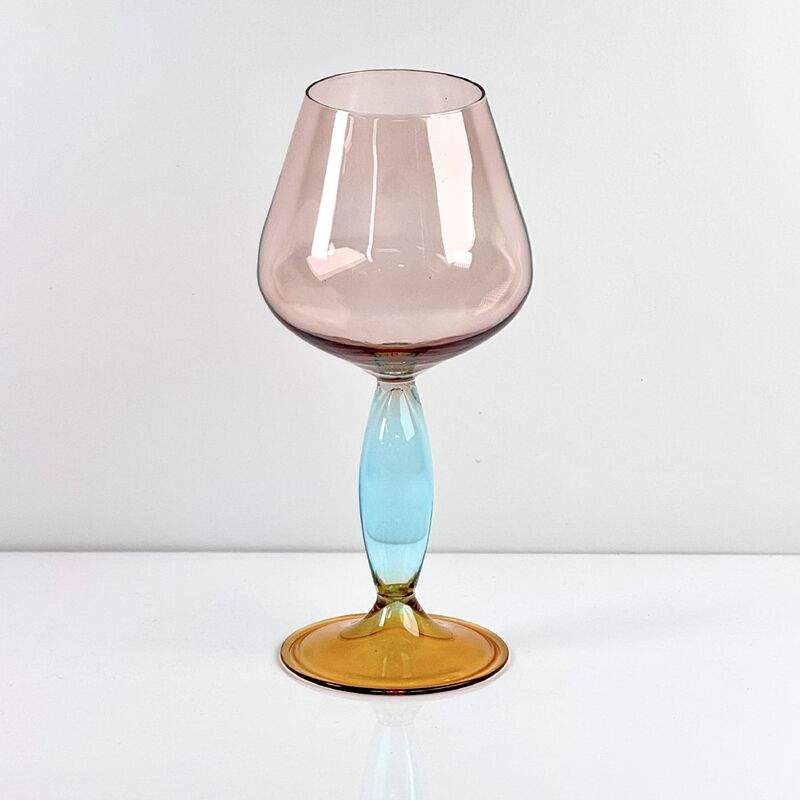 Calidad Hand-Blown Gradient Color Borosilicate Wine Glasses, Multi-Color Artistic Stem Goblets for Wine, Cocktail, Home Bar & Party Decor fábrica
