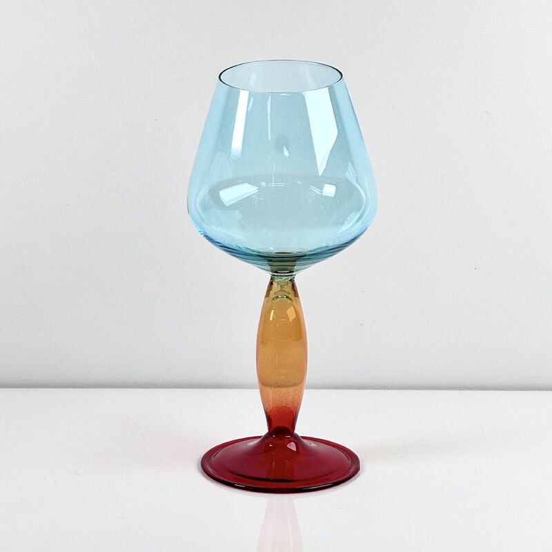 Calidad Hand-Blown Gradient Color Borosilicate Wine Glasses, Multi-Color Artistic Stem Goblets for Wine, Cocktail, Home Bar & Party Decor fábrica