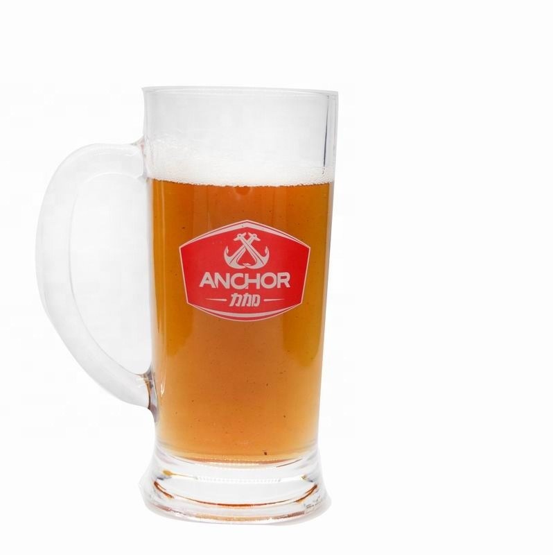 calidad Promoción de marca 21 oz de cerveza de cristal Stein con color decal fábrica