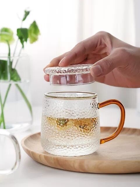 calidad Taza de té de vidrio hecha a mano con patrón grabado de alto borosilicato fábrica