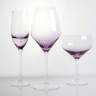 calidad Burbuja de lavanda Cristal de vidrio de vino soplado a mano con tono gradiente y delicadas burbujas atrapadas que combinan elegancia con durabilidad fábrica