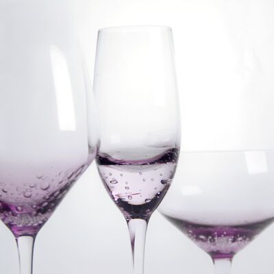 calidad Burbuja de lavanda Cristal de vidrio de vino soplado a mano con tono gradiente y delicadas burbujas atrapadas que combinan elegancia con durabilidad fábrica
