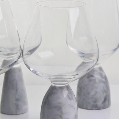 calidad Vidrio de cristal de vino soplado a mano con base de tallo de mármol gris moderno Ultra Clear Bowl Perfecto para cenas y todos los días fábrica
