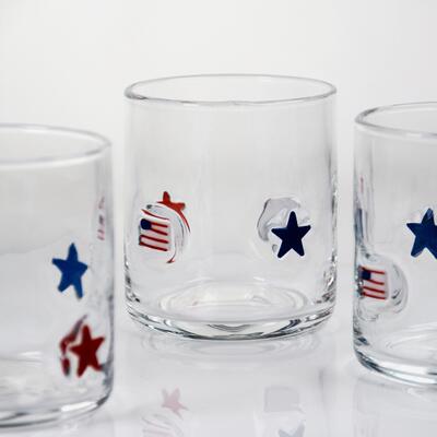 calidad Vaso de Vidrio con Diseño Patriótico Soplado a Mano e Icono - Transparente de 400ml para Whisky y Cócteles fábrica