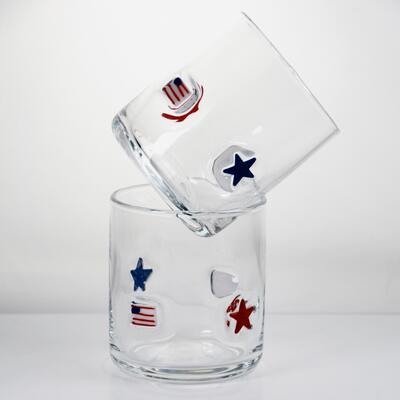 calidad Vaso de Vidrio con Diseño Patriótico Soplado a Mano e Icono - Transparente de 400ml para Whisky y Cócteles fábrica