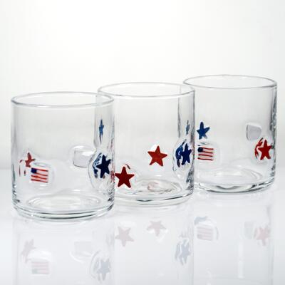 calidad Vaso de Vidrio con Diseño Patriótico Soplado a Mano e Icono - Transparente de 400ml para Whisky y Cócteles fábrica