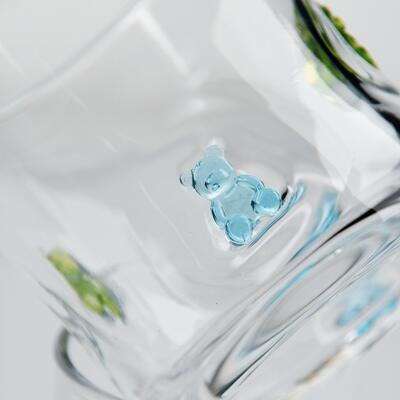 calidad Vaso de Vidrio con Forma de Osito de Gominola Soplado a Mano, Vaso Transparente de 400ml con Lindo Oso Multicolor, Vaso Divertido de Whisky y Jugo para Niños y Adultos, Lindo Regalo de Bar fábrica