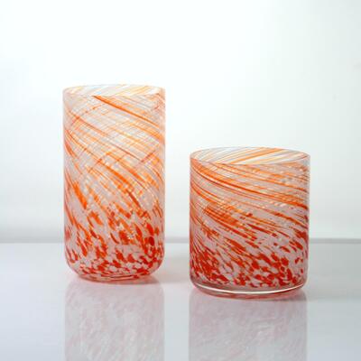 calidad Hand-blown Orange Swirl Confetti Glass Cup - Artisan Crafted Drinking Glass for Whiskey and Cocktails fábrica