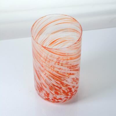 calidad Hand-blown Orange Swirl Confetti Glass Cup - Artisan Crafted Drinking Glass for Whiskey and Cocktails fábrica
