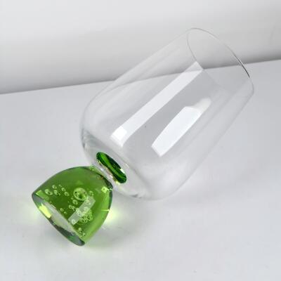 calidad Copo de cristal de vidrio de vino con base de burbujas hecha a mano con cristal libre de plomo para comidas elegantes fábrica
