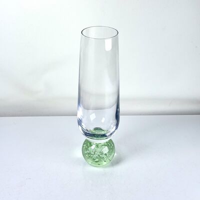 calidad Conjunto de 2 vasos de champán soplados a mano, base de esfera de burbuja verde flautas modernas sin tallo para vino espumoso Prosecco Decoración del hogar fábrica