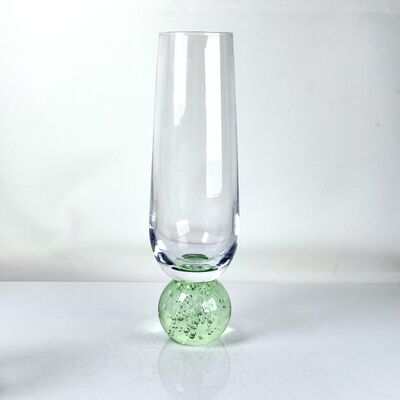 calidad Conjunto de 2 vasos de champán soplados a mano, base de esfera de burbuja verde flautas modernas sin tallo para vino espumoso Prosecco Decoración del hogar fábrica
