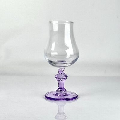 calidad 4‑Pack Vintage Purple Stem Wine Glasses, Assorted Shapes Clear Cup with Decorative Purple Stem, Handblown Glass Goblets for Wedding Party Home Tabletop Decoration fábrica