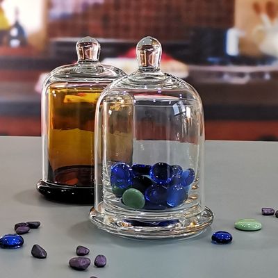calidad Jarrón de Cloche de vidrio de color personalizado con tapa de vidrio de cúpula de campana para cera de vela fábrica
