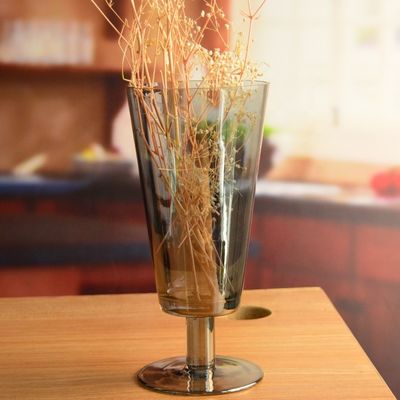 calidad Centros para portavelas de vidrio gris electroplacado fábrica