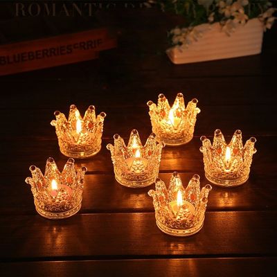 calidad Romantic Crown Tea Light Mini Votive Candlestick Holders, Candlestick cilindro de vidrio para las fiestas fábrica