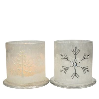 calidad Candeleras de vidrio de hielo, Candeleras de cilindro de vidrio para decoración navideña fábrica
