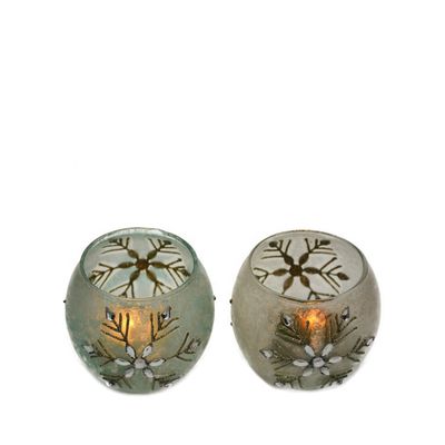 calidad Candelabro de cristal de vidrio para canderillas de copo de nieve de Navidad pintado a mano fábrica