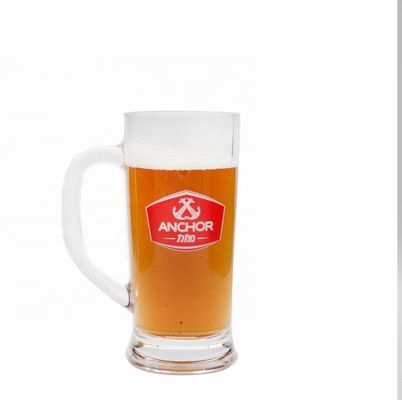 calidad Promoción de marca 21 oz de cerveza de cristal Stein con color decal fábrica