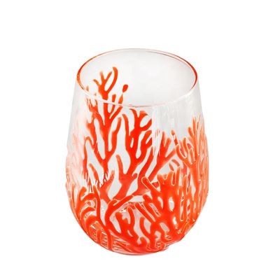 calidad Vaso de vino de cristal en forma de huevo de 500 ml con corales rojos en relieve fábrica