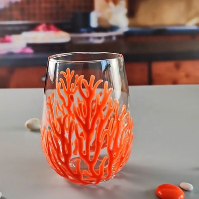 calidad Vaso de vino de cristal en forma de huevo de 500 ml con corales rojos en relieve fábrica