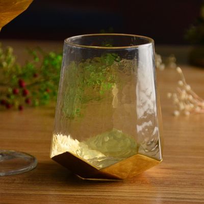 calidad Personaliza el vidrio de vino de cristal decorado con papel de oro sin tallo fábrica