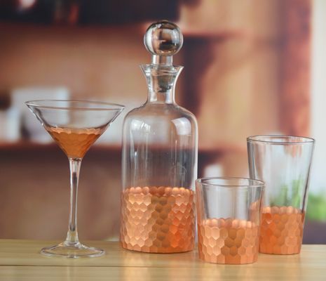 calidad 450 ml de vidrio de vino de cristal sin tallo de panal de miel cortado en oro fábrica