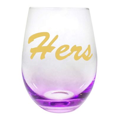 calidad Vidrio de vino transparente sin vástago en forma de huevo, Vidrios de vino transparentes sin vástago con fuentes doradas fábrica