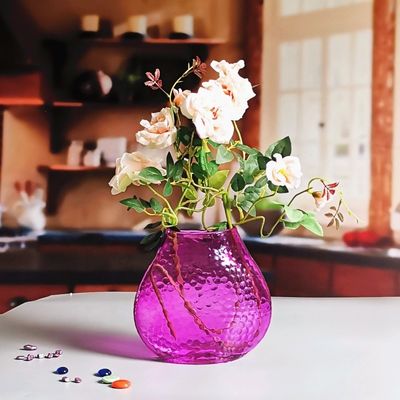 calidad Decoración para el hogar Vaso de vidrio rosa vintage de 8 pulgadas estilo pescado fábrica